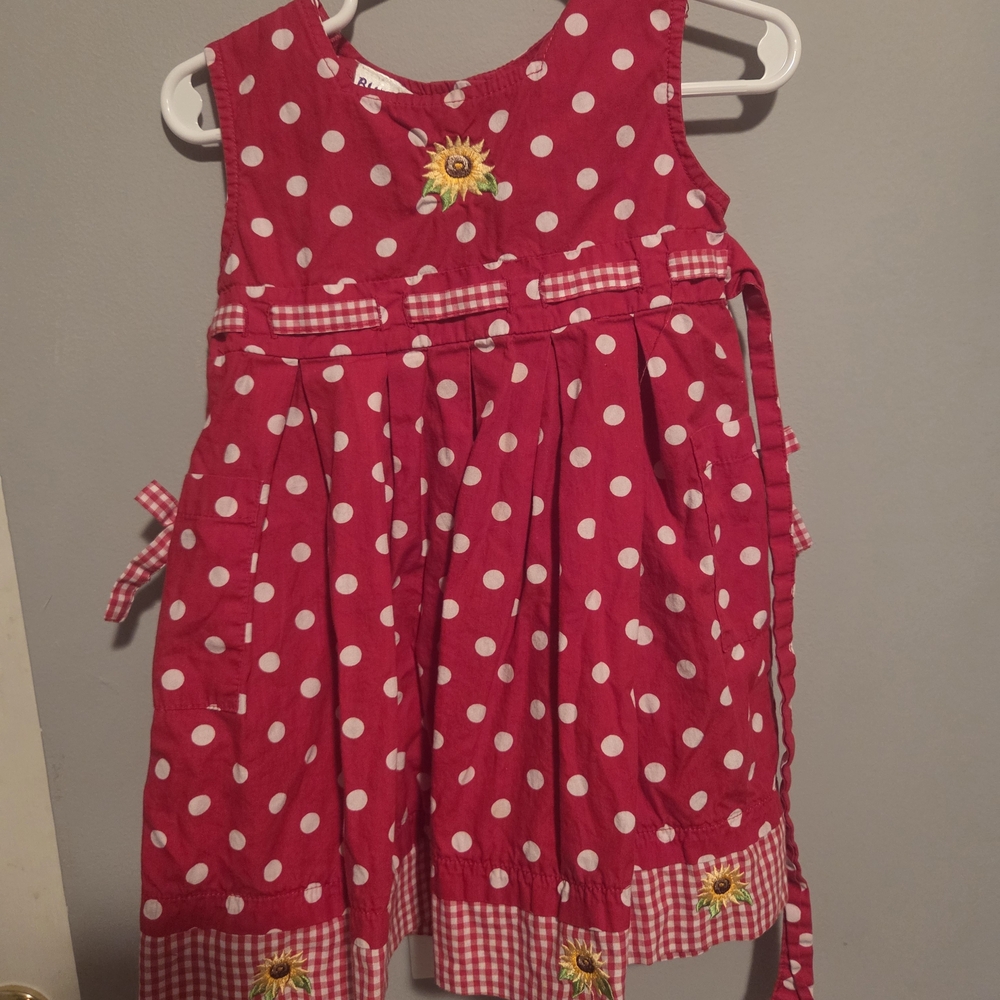 Blueberi Boulevard Red Dress with Sunflower Detail